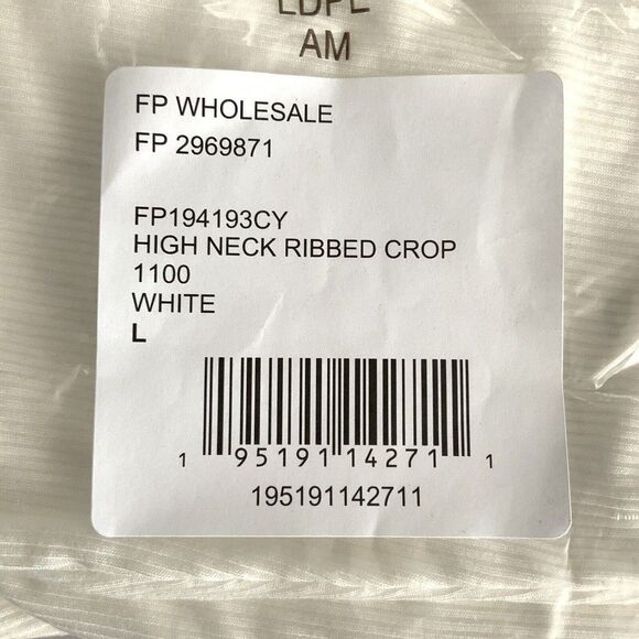 Free People Ribbed Crop White High Neck Sleeveless L - Picture 6 of 9